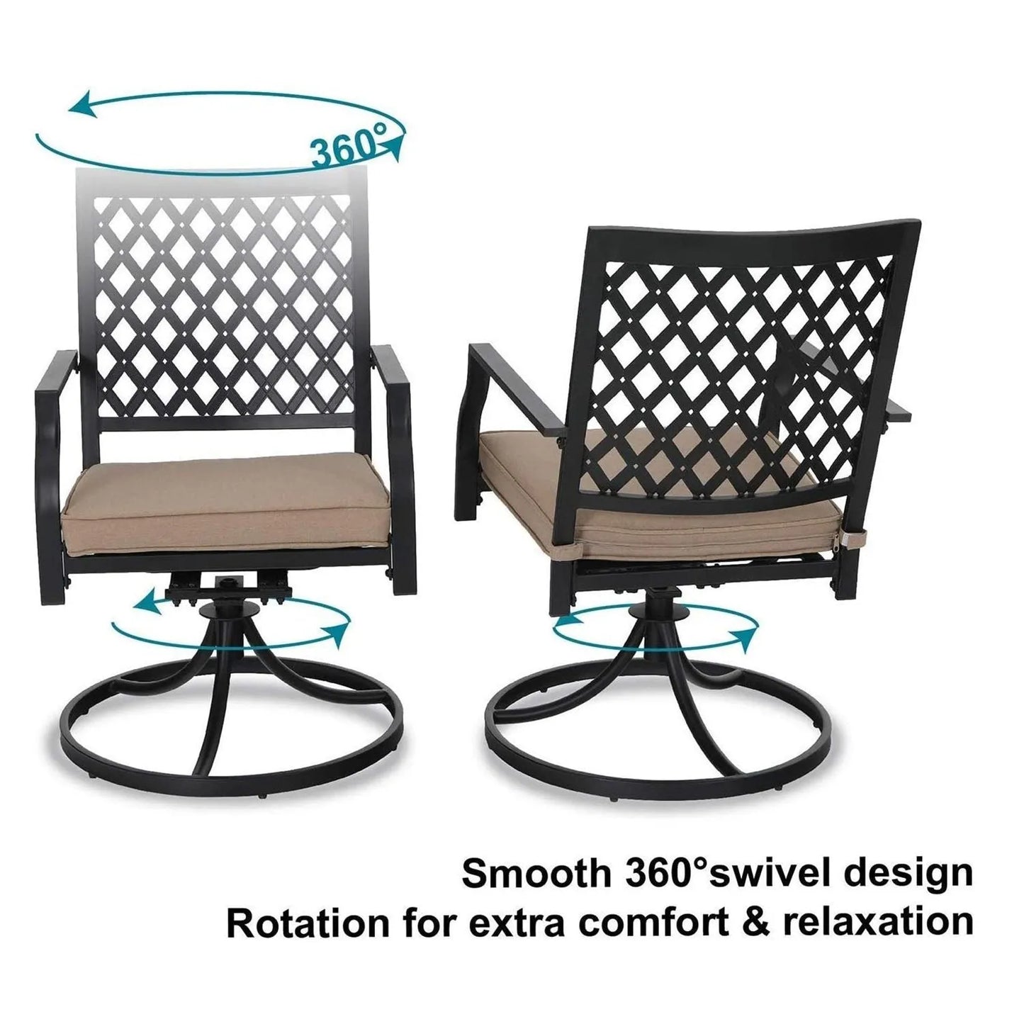5-Piece Patio Fire Pit Set Steel Swivel Chairs With Cushions & 50,000BTU Square Fire Pit Table