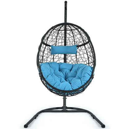 Outdoor Hanging Egg Chair Swing Hammock Chair Set with Stand & Cushion