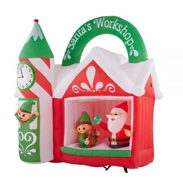 animated inflatable santas workshop scene