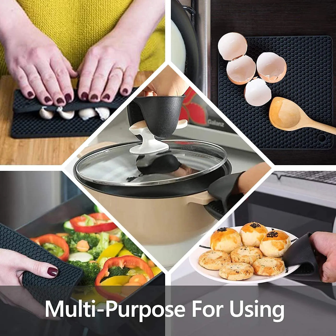 Silicone Oven Mitts and Pot Holders Set