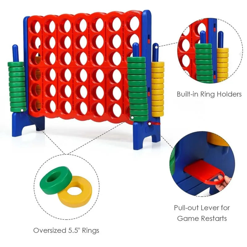 4-to-Score Giant Game Set with 42 Jumbo Rings & Quick-Release Slider