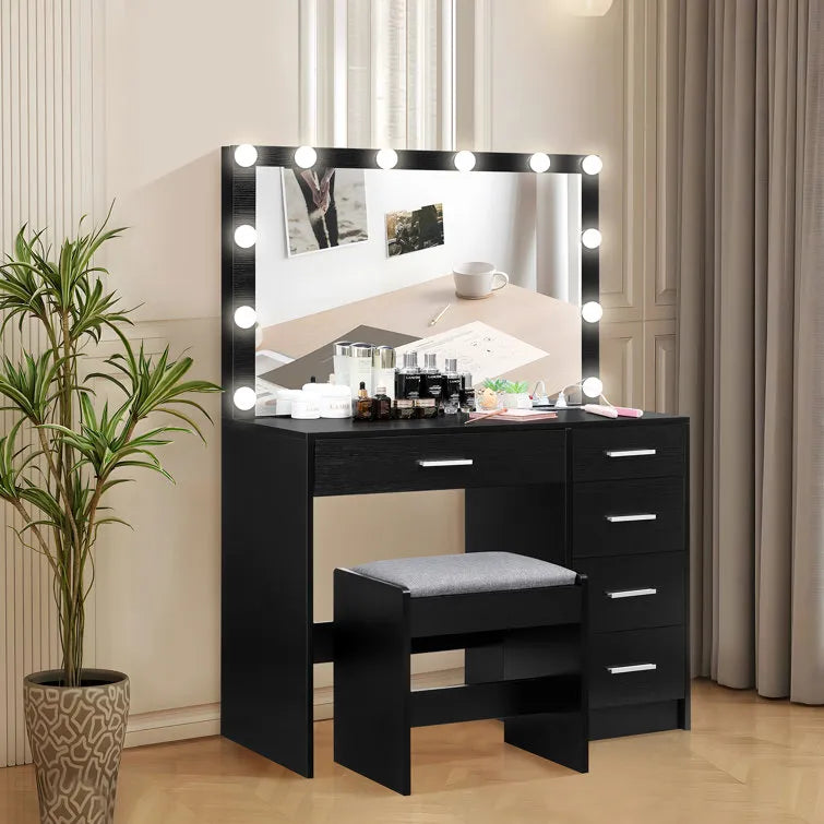 Jaq Vanity with Lights and Stool