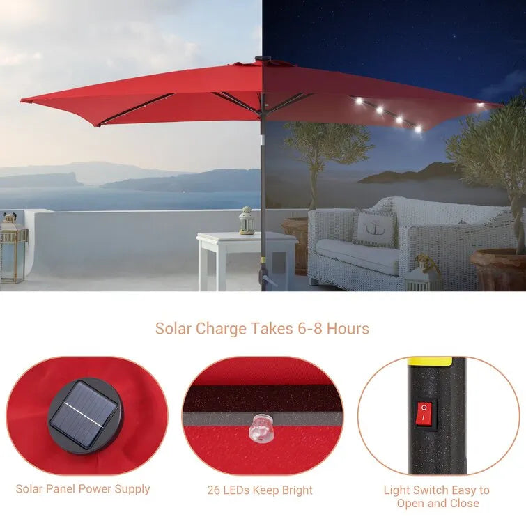 Doralice 120'' x 78'' Rectangular Lighted Market Umbrella