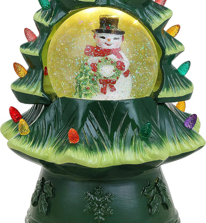 Mr. Christmas Nostalgic Ceramic Christmas Tree with LED, 14 Inches, Santa & Reindeer