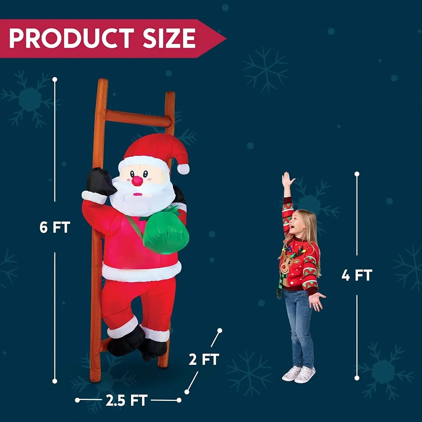 6ft Tall LED Inflatable Climbing Santa Decoration