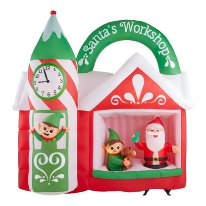 animated inflatable santas workshop scene