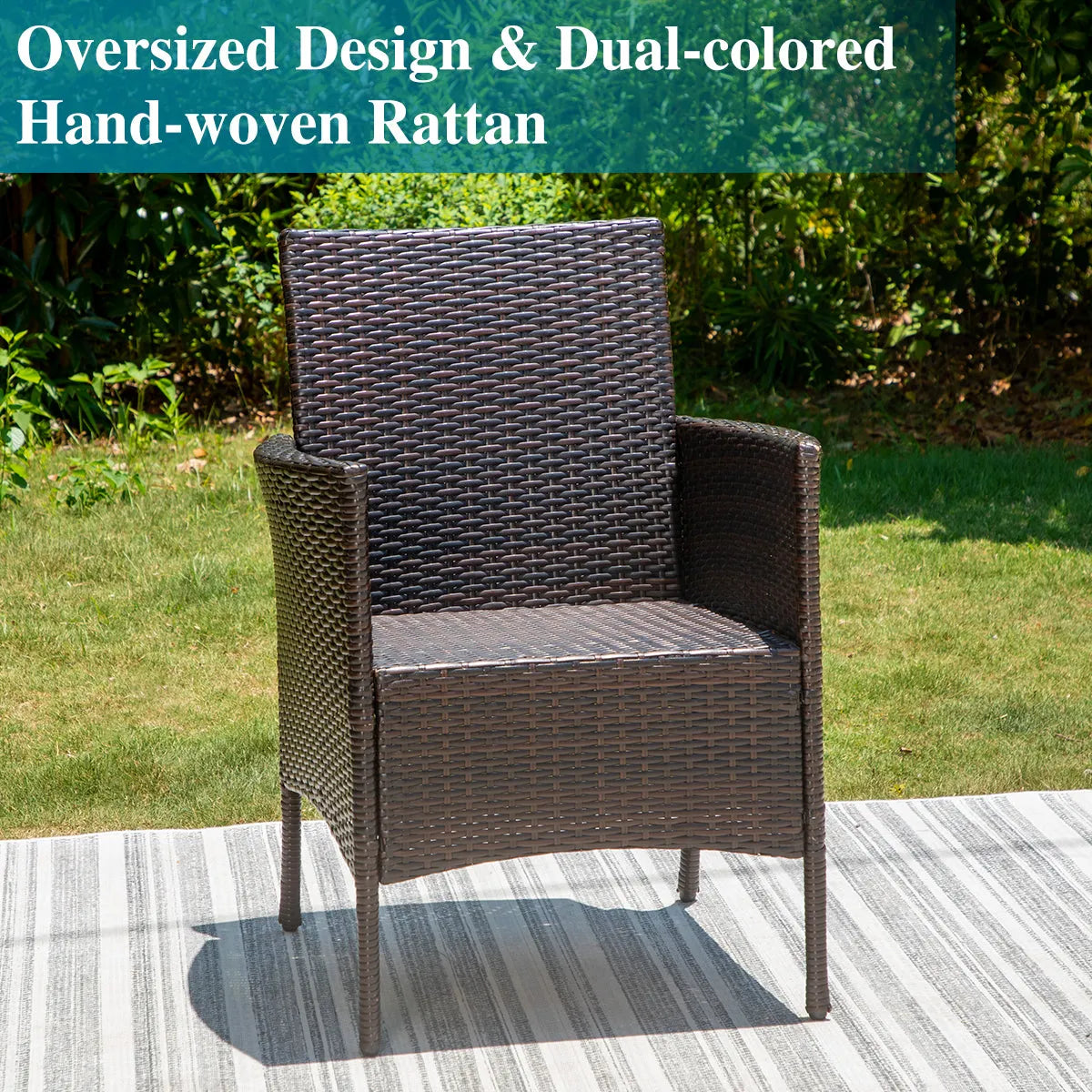 5-Piece Patio Fire Pit Set Rattan Dining Chairs & 50,000BTU Square Fire Pit Table