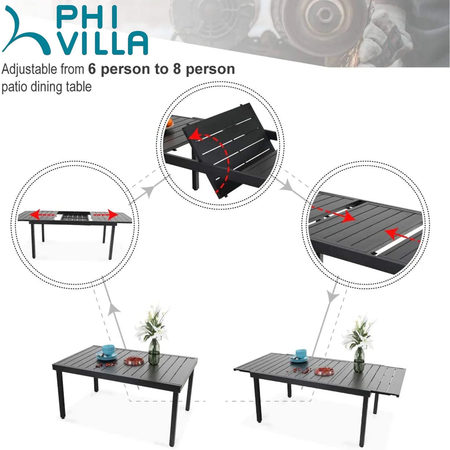 7-Piece/9-Piece Outdoor Patio Dining Set with Adjustable Table & Padded Textilene Swivel Chairs