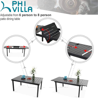 7-Piece/9-Piece Outdoor Patio Dining Set with Adjustable Table & Padded Textilene Swivel Chairs