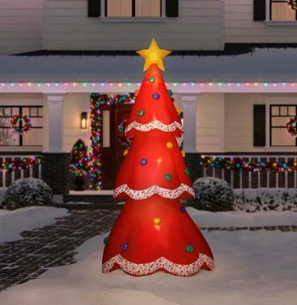 12 5 ft inflatable fuzzy plush red christmas tree