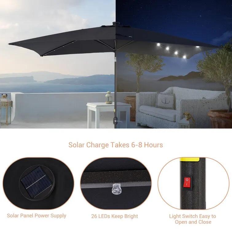 Doralice 120'' x 78'' Rectangular Lighted Market Umbrella