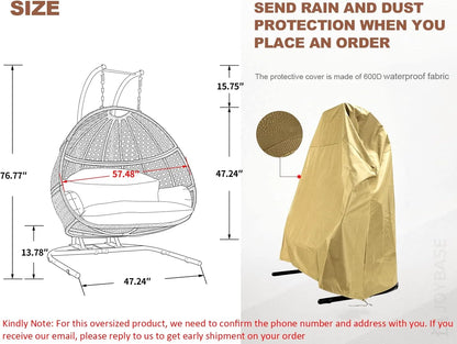 JOYBASE Hanging Egg Chair with Stand, Outdoor Wicker Rattan Egg Swing Chair with Stand and Cushion for Indoor Outdoor Bedroom Patio Garden (Grey/Black)