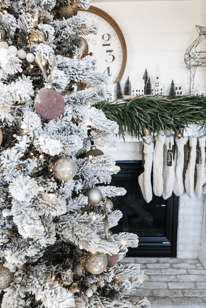 7.5' King Flock® Artificial Christmas Tree with 800 Warm White LED Lights