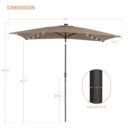 Doralice 120'' x 78'' Rectangular Lighted Market Umbrella