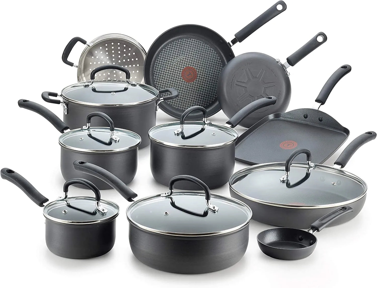 Hard Anodized Nonstick 17 Piece Cookware Set, Black