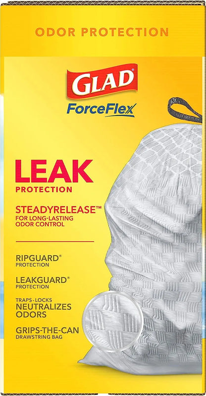 Glad Protection Series Force Flex Drawstring Fresh Clean Odor Shield 13 Gallon 1/110ct