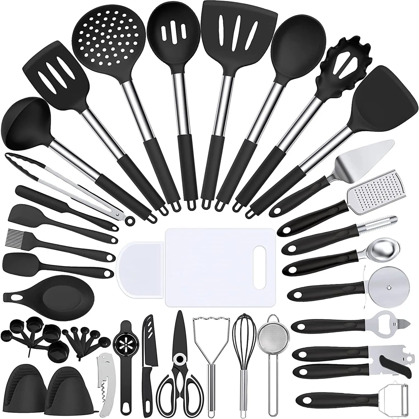 Silicone cooking tool set, chef 43 pieces heat-resistant kitchen tools