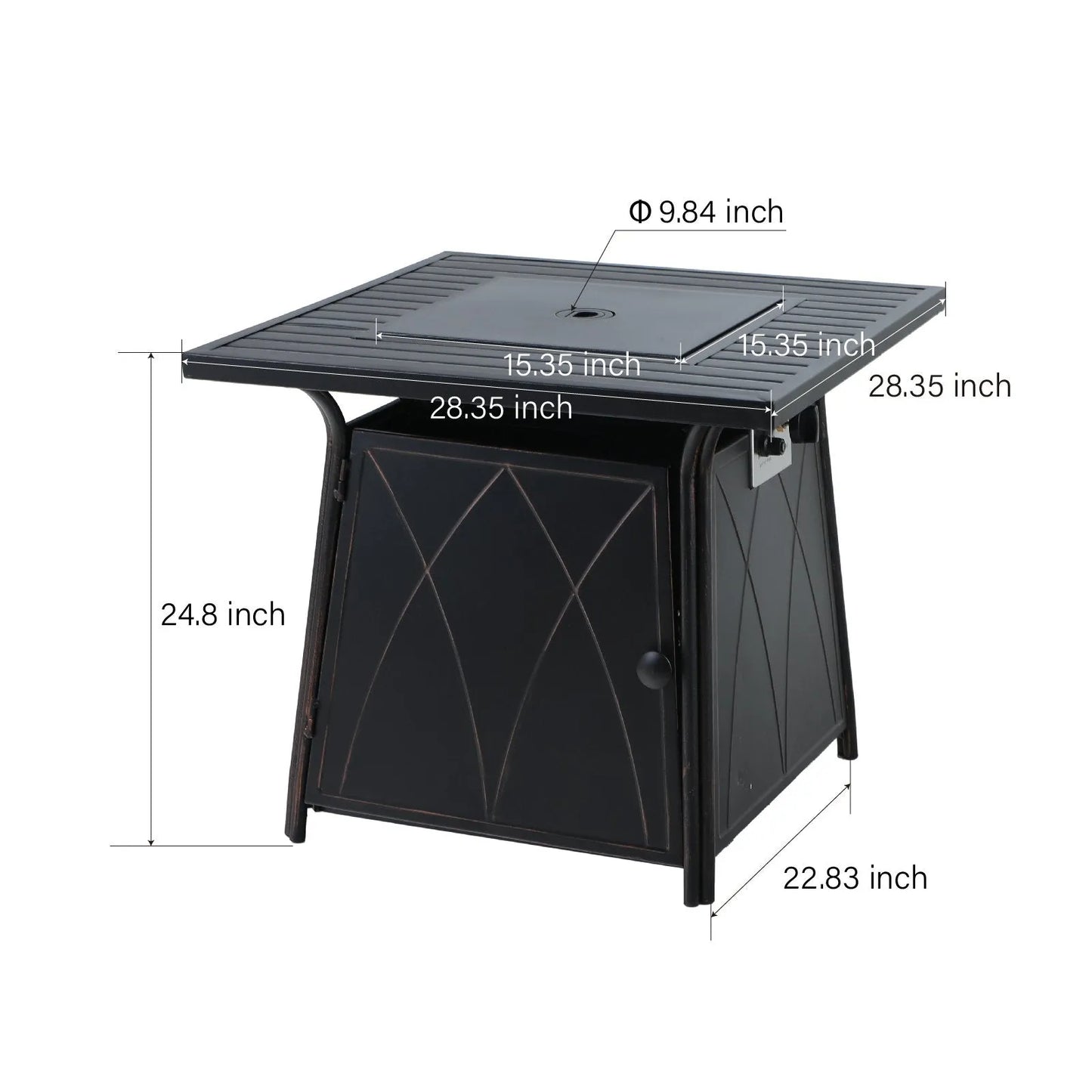 5-Piece Patio Fire Pit Set Steel Swivel Chairs With Cushions & 50,000BTU Square Fire Pit Table