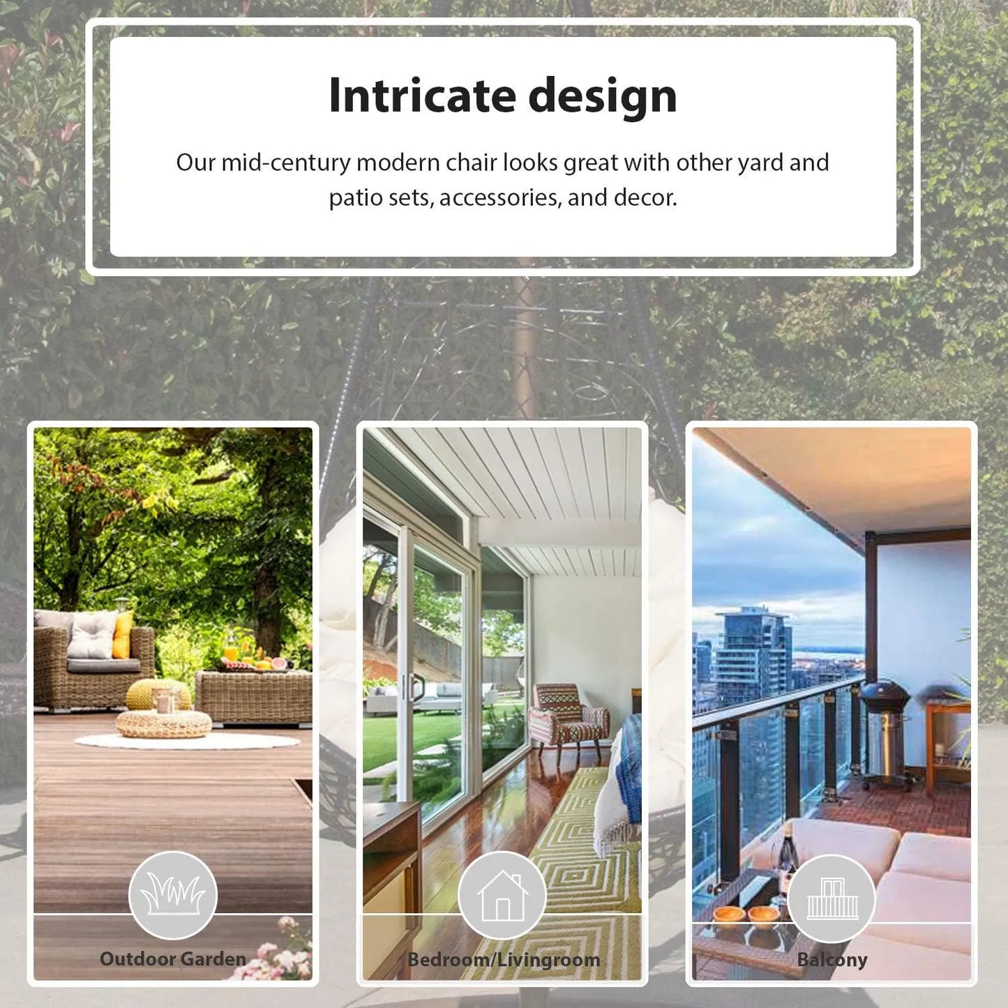 J.M.Deco Porch Swing Chair with Stand, Cushion & Pillow, Goldden Egg Rattan Wicker Swing Hanging Chair, Hammock Chair for Indoor, Outdoor, Garden, Backyard & Patio