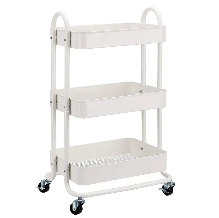 Basics 3-Tier Rolling Utility or Kitchen Cart - White