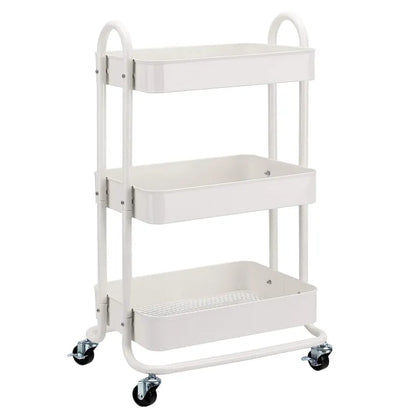 Basics 3-Tier Rolling Utility or Kitchen Cart - White