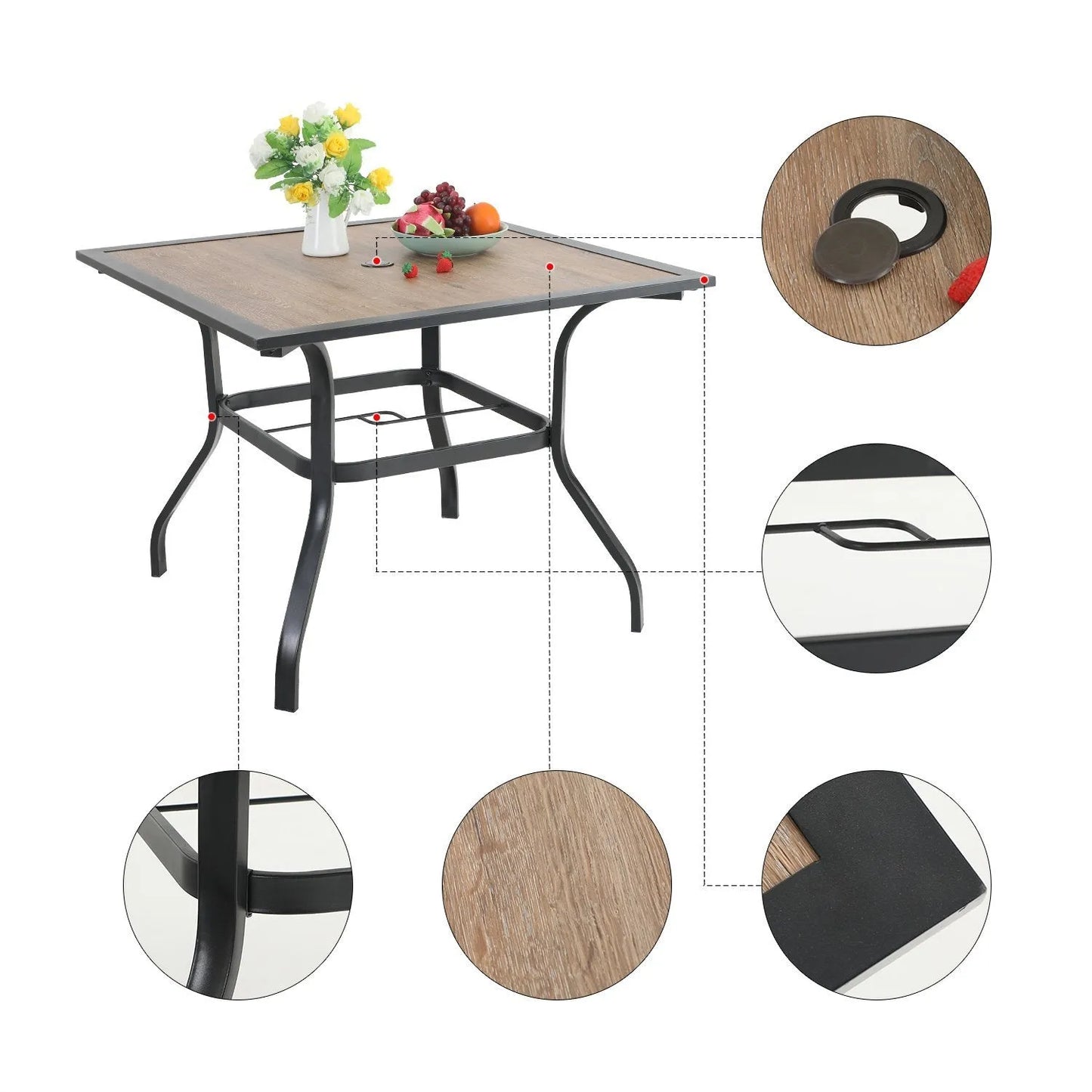 5-Piece Patio Dining Set 4 Textilene Swivel Chairs & Metal Steel Table