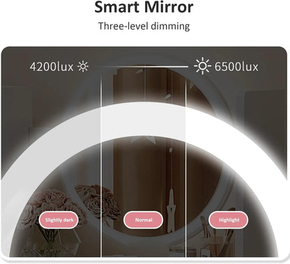 Makeup Vanity - Vanity Table with Three Adjustable Mirror Lightings, Added Storage Shelf, Multiple Chairs, Makeup Table for Bedroom