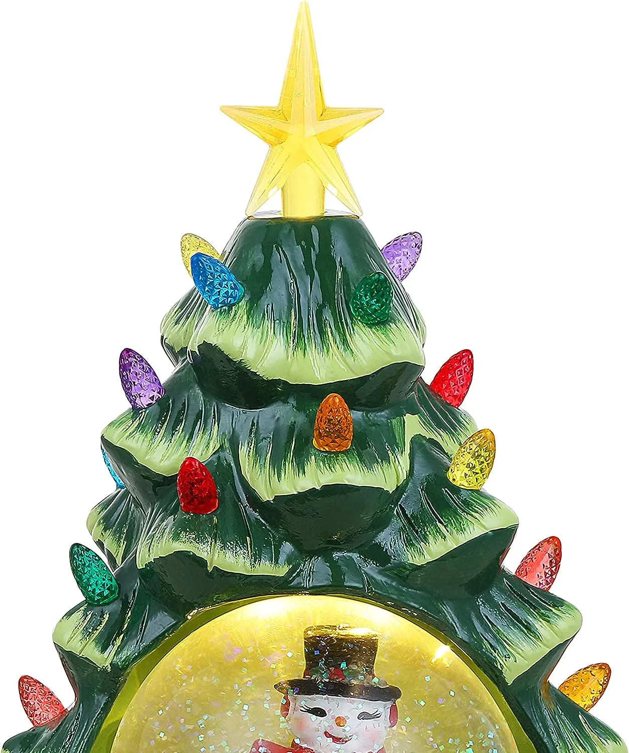 Mr. Christmas Nostalgic Ceramic Christmas Tree with LED, 14 Inches, Santa & Reindeer