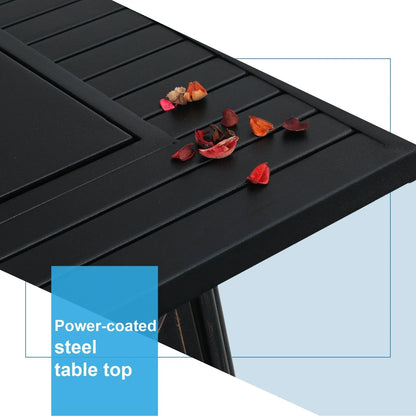 5-Piece Patio Fire Pit Set Steel Swivel Chairs With Cushions & 50,000BTU Square Fire Pit Table