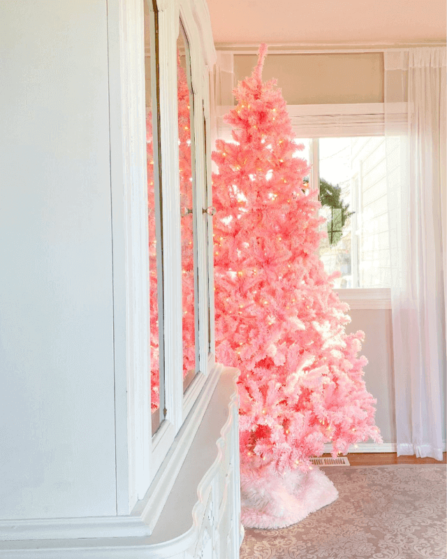 6.5' Duchess Pink Flock Artificial Christmas Tree with 500 Warm White LED Lights