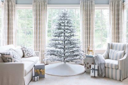 7.5' Rushmore Flock Artificial Christmas Tree 750 Warm White Led Lights