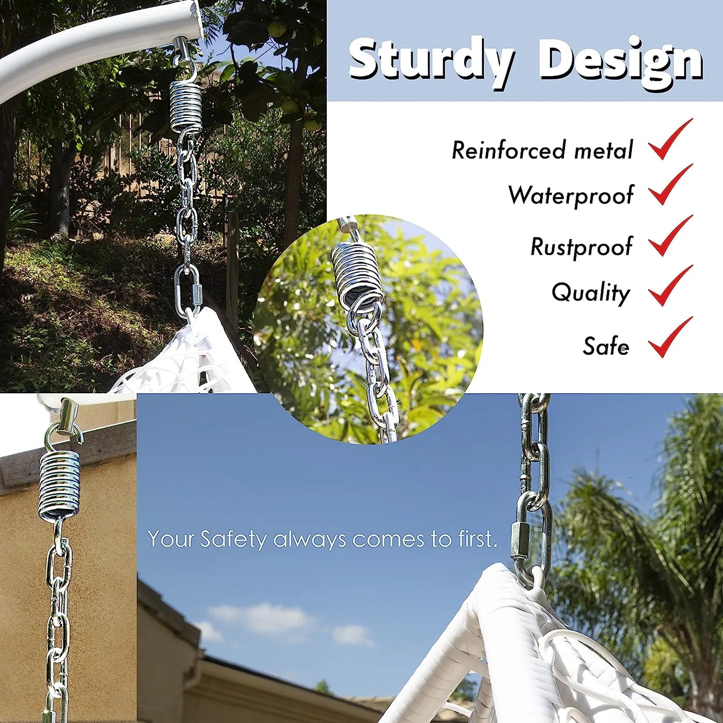 J.M.Deco Porch Swing Chair with Stand, Cushion & Pillow, Goldden Egg Rattan Wicker Swing Hanging Chair, Hammock Chair for Indoor, Outdoor, Garden, Backyard & Patio