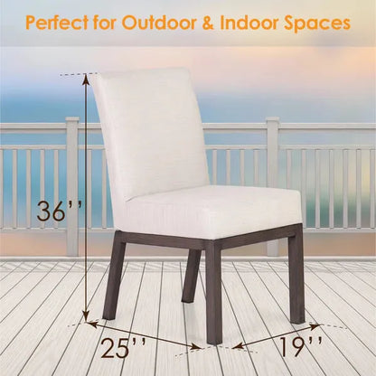 Patio Dining Set with Textilene Chairs/ Acacia Wooden Bench & Acacia Wooden Table