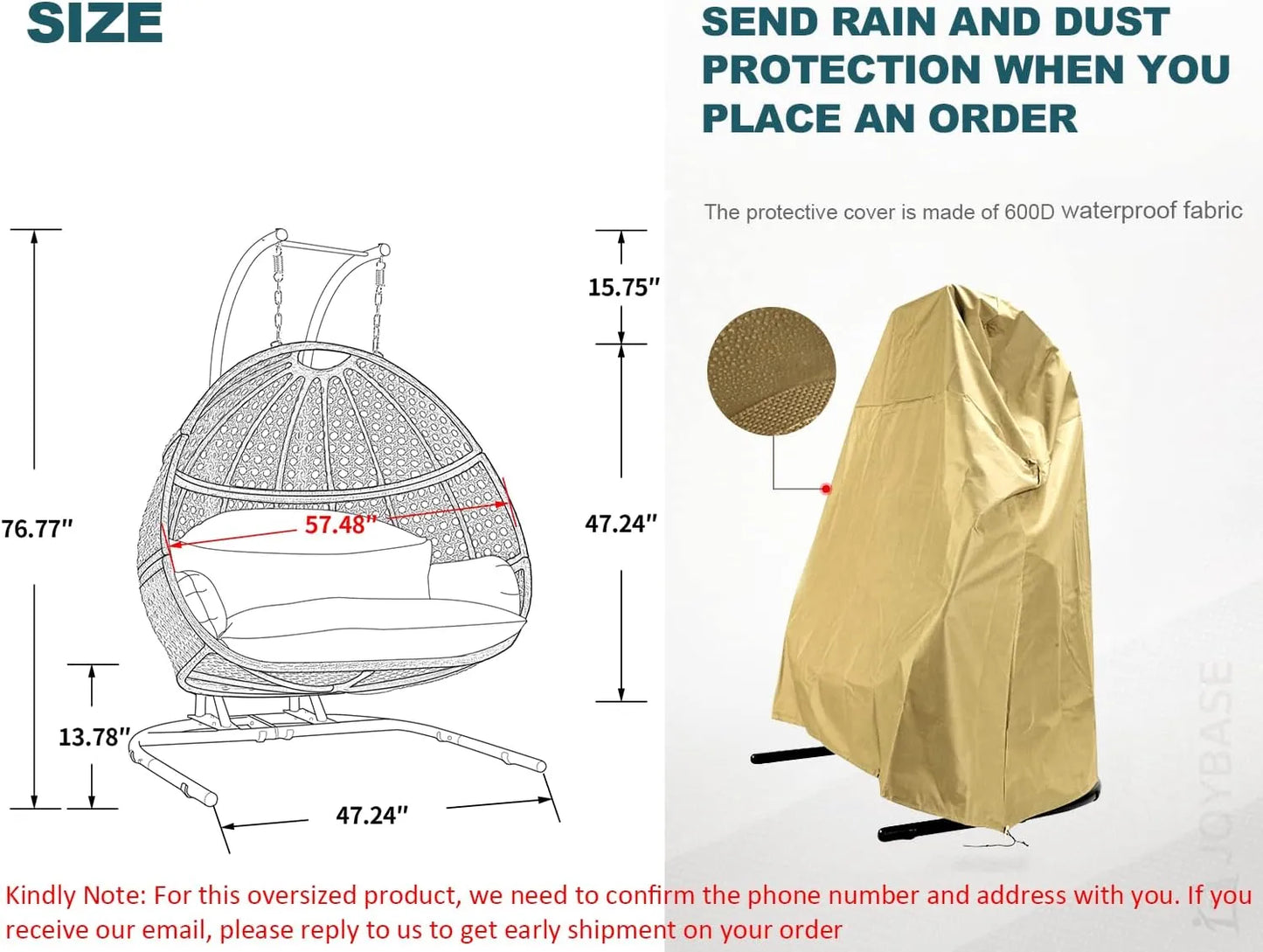 JOYBASE Hanging Egg Chair with Stand, Outdoor Wicker Rattan Egg Swing Chair with Stand and Cushion for Indoor Outdoor Bedroom Patio Garden (Grey/Black)