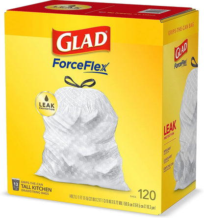 Glad Protection Series Force Flex Drawstring Fresh Clean Odor Shield 13 Gallon 1/110ct