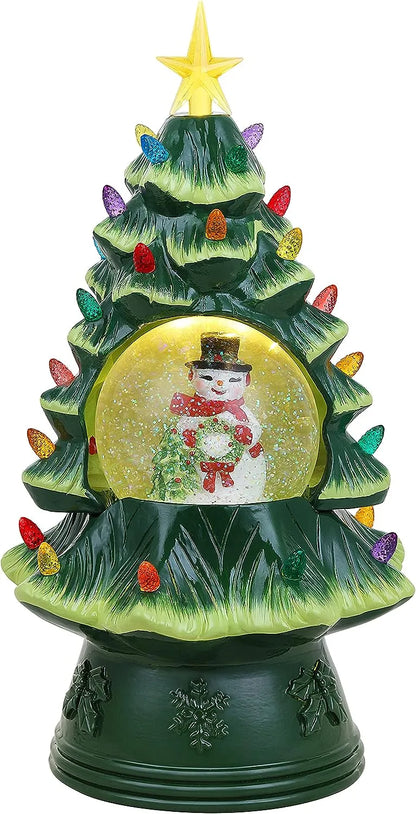 Mr. Christmas Nostalgic Ceramic Christmas Tree with LED, 14 Inches, Santa & Reindeer