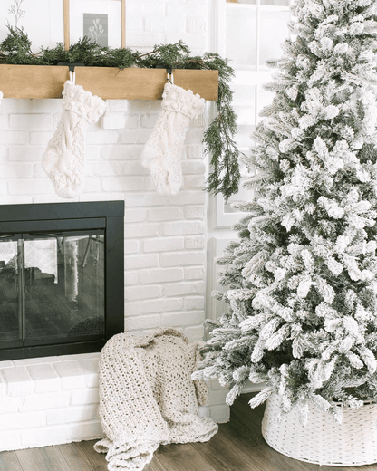 7.5' King Flock® Artificial Christmas Tree Unlit