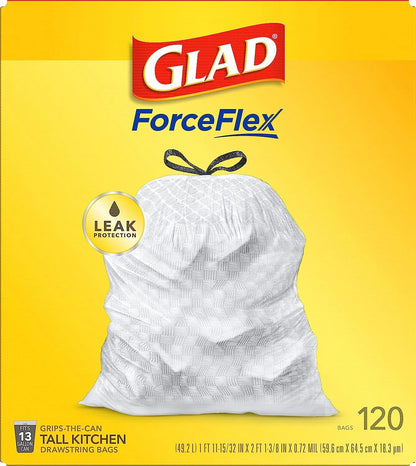Glad Protection Series Force Flex Drawstring Fresh Clean Odor Shield 13 Gallon 1/110ct