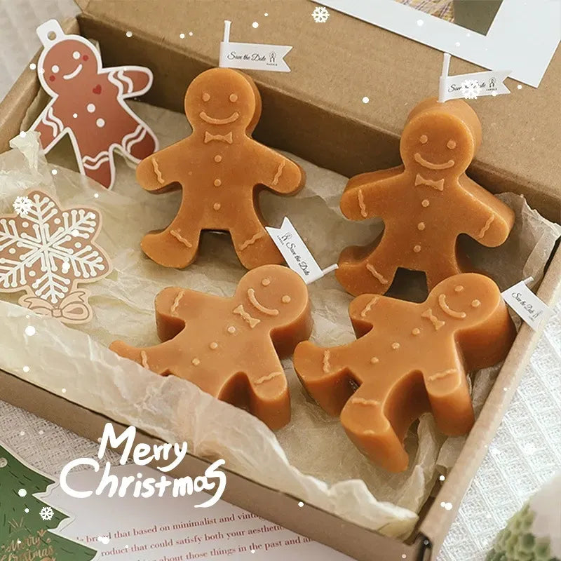Christmas Scented Candle Snowman Aromatic Candles Gingerbread Man Atmosphere Candle Diy Craft Gift Christmas Party Decor