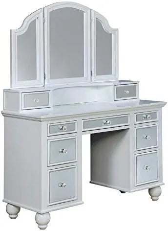 Furniture of Diane Contemporary Wood 3-Piece Vanity Set in White
