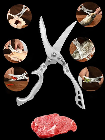 Heavy Duty Stainless Steel Kitchen Scissors,Multipurpose Ultra Sharp Utility Scissors, Professional Poultry Shears for Bone, Chicken, Meat, Fish, Turkey,Vegetables,Barbecue Scissors.