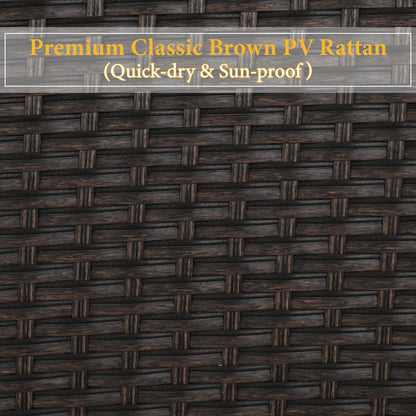 6 Piece Outdoor Dining Set with Acacia Wood Table & Wooden Bench and 4 Cushioned Rattan Wicker Chairs