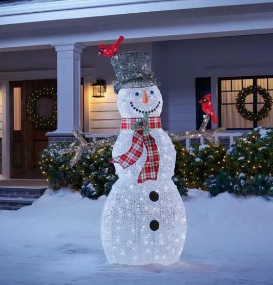 acrylic snowman with red birds