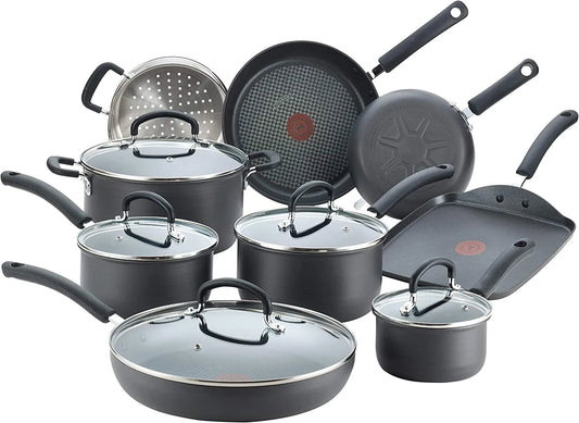 Hard Anodized Nonstick 17 Piece Cookware Set, Black
