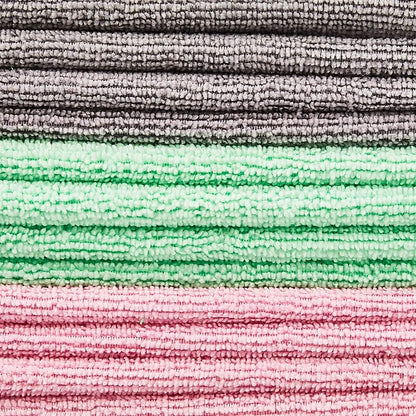 Basics Microfiber Cleaning Cloth, Non-Abrasive, Reusable and Washable, Pack of 48, Green/Gray/Pink, 16" x 12"