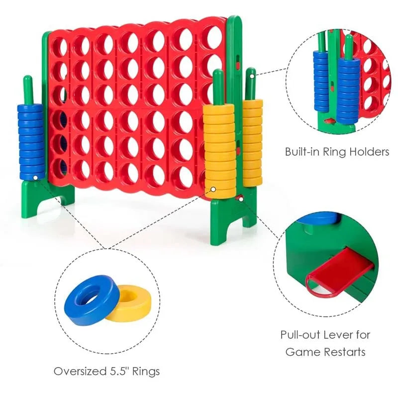 4-to-Score Giant Game Set with 42 Jumbo Rings & Quick-Release Slider