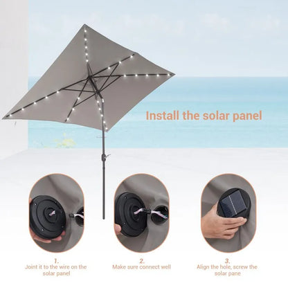 Doralice 120'' x 78'' Rectangular Lighted Market Umbrella