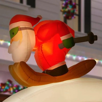 Christmas-inflatable santa ski scene