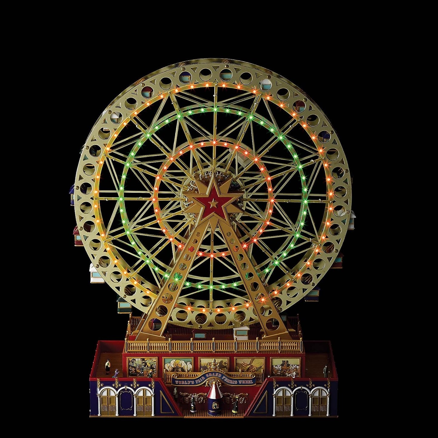 Mr. Christmas World's Fair Grand Ferris Wheel Musical Animated Indoor Christmas Decoration, 15 Inch, Gold