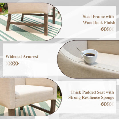 Patio Dining Set with Textilene Chairs/ Acacia Wooden Bench & Acacia Wooden Table